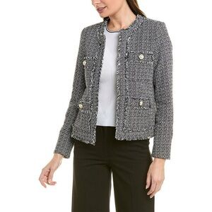 NWT Nanette Lepore Boucle Tweed Textured Open Blazer Jacket